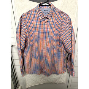 Izod Men's Blue Button Down Shirt Slim Fit Size 17 1/2 34/35 Cotton